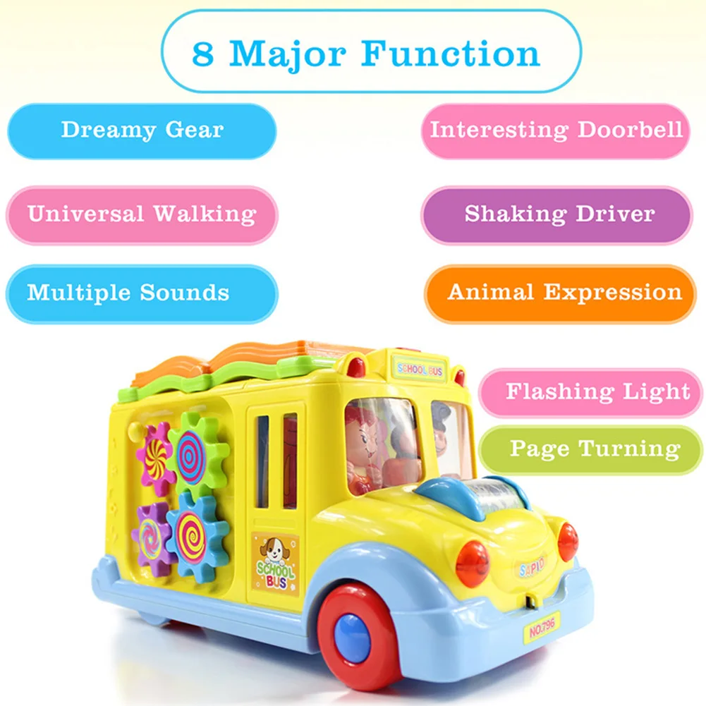 

Electronic Bus Toy with Sounds Flashing Lights Intellectual Rattles Interactive Preschool Toy Early Educational Montessori Toys
