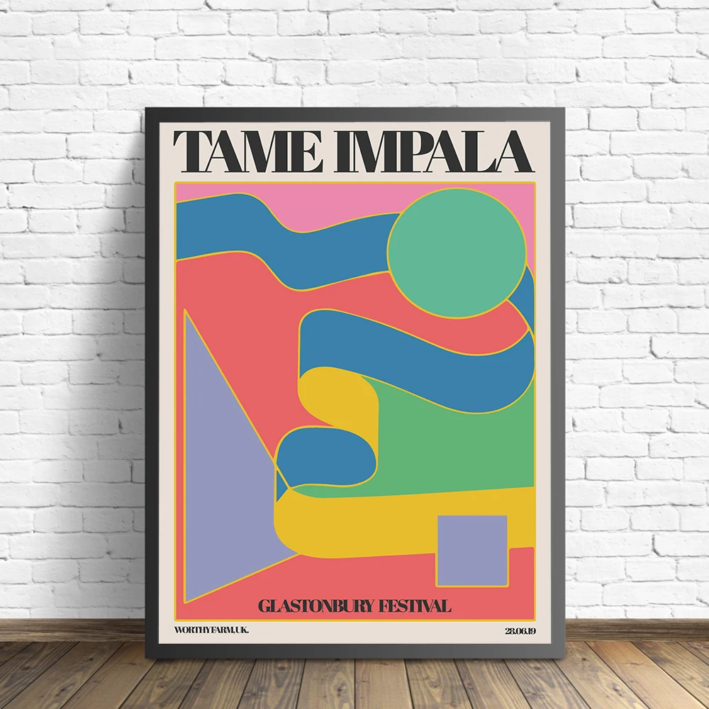 

Canvas Painting Retro Tame Impala At Glastonbury Gig Poster Vintage Colorful Wall Pictures for Living Room Home Decor No Frame