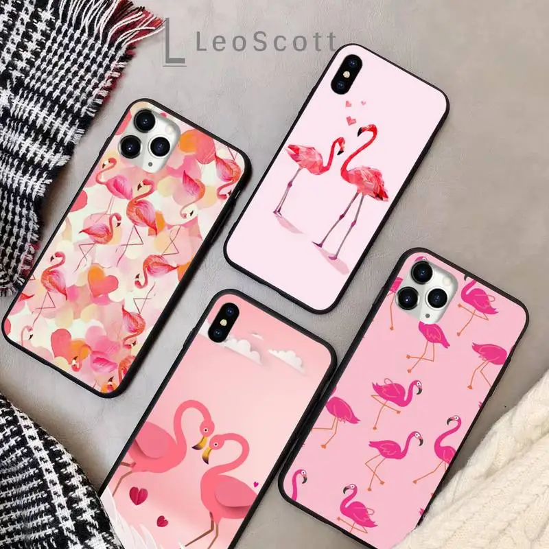 

Flamingo bird color pink animal Phone Case for iPhone 11 12 pro XS MAX 8 7 6 6S Plus X 5S SE 2020 XR Soft Silicone Shell Cover