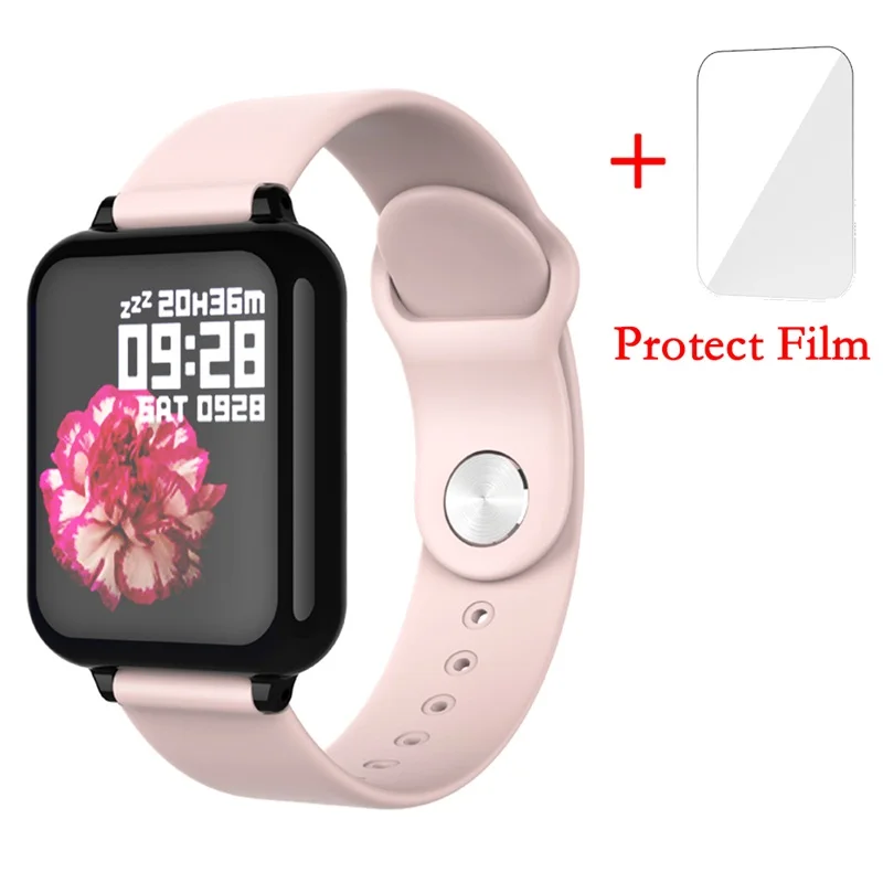 Pink plastic film B57 Смарт-часы для мужчин и женщин для Apple Watch Android Phone монитор сердечного ритма умный Браслет кровяное давление B57 умные часы - Цвет: Pink plastic film