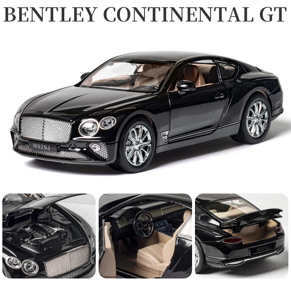 Модель автомобиля из сплава под давлением Continental-GT в масштабе 1:24 со светильник