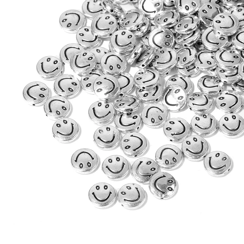 10 шт./пакет мм из алюминиевого сплава со смайликом акриловые бусины Свободные Spacer