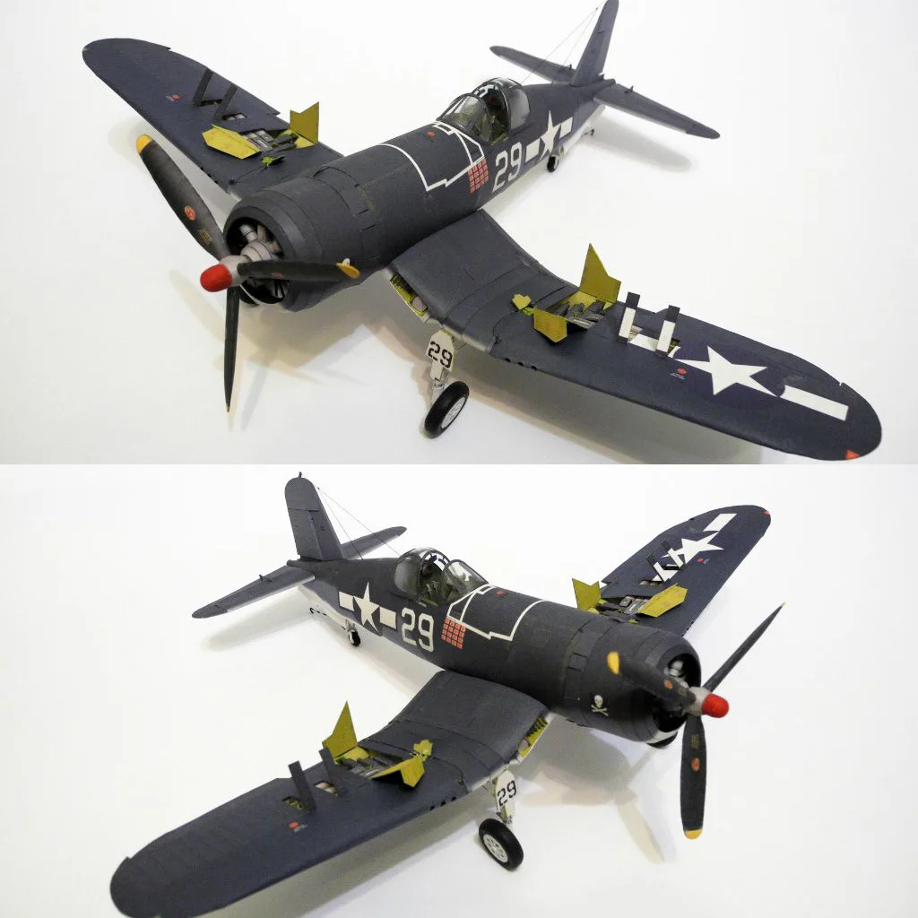 1:33 США F4U-1A пират Shipborne Fighter DIY 3D бумажная карточка Модель Строительный набор образовательных игрушек военная модель строительные игрушки