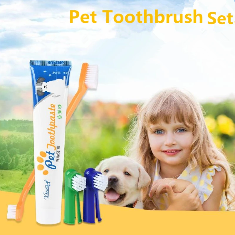 Зубная щетка для собак и кошек пищевая зубная паста со вкусом говядины ванили