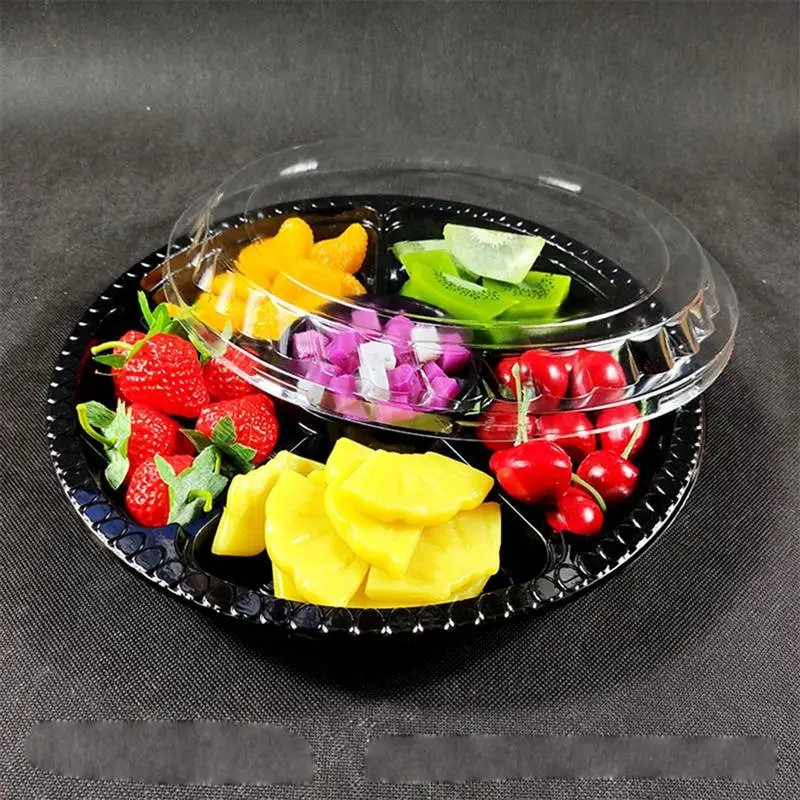 5pcs 6-Grid Plastic Boxes with Cover Portable Fruits Case One-off Takeout Food Containers for Home Shop Daily Use - купить по