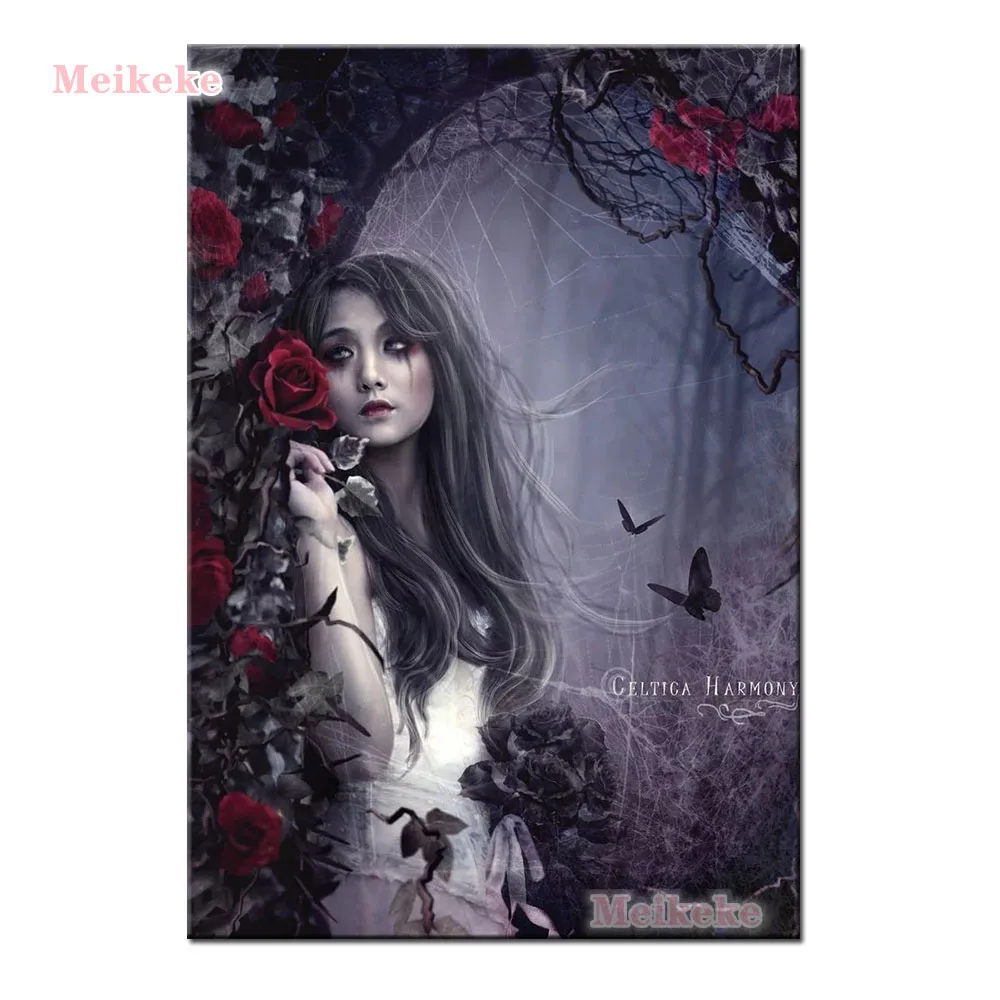 

Dark black sad Rose girl picture 5D DIY Diamond Painting Full Square/Round Diamond Embroidery Home Decor Mosaic gift
