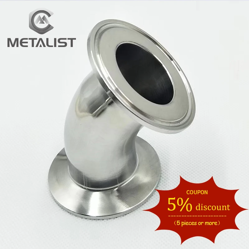 Metalism 63 мм/57 мм OD * 2 SS304 санитарный зажим 45 градусов коленчатый Трубопроводный
