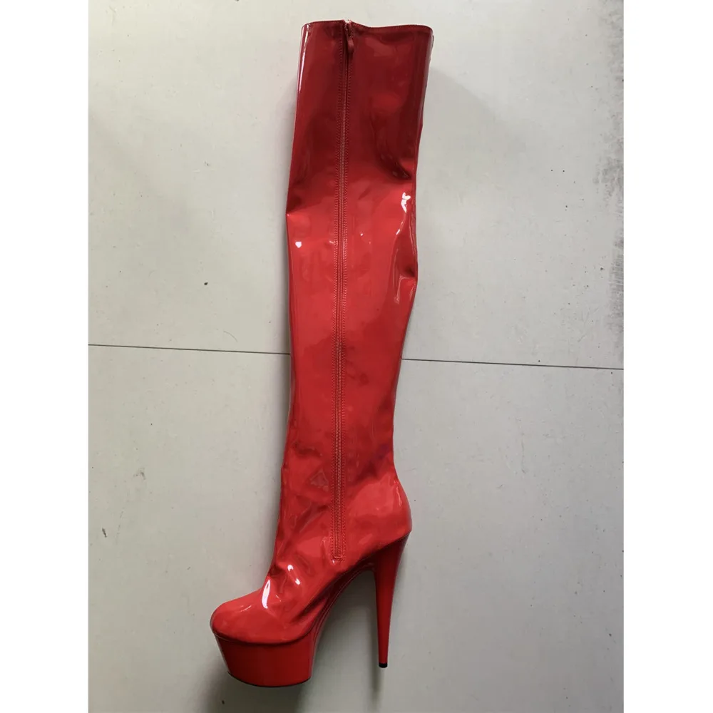 Women Christmas Red Round-toe Platform High-heeled Stiletto Over-the-knee Boots Side Lace-up Hollow Black Stretch Female | Обувь