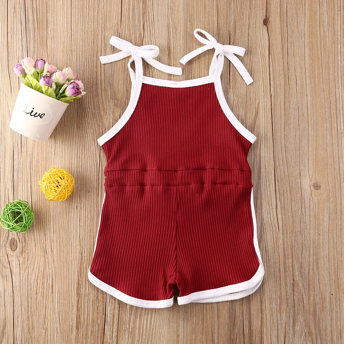 

Focusnorm 0-6years Lovely Summer Infant Baby Girls Rompers Overalls Solid Sleeveless Belt 4 Colors Jumpsuits Clothes