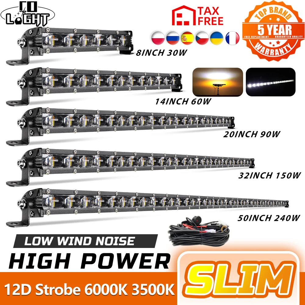 

CO LIGHT 8"14" 20" 26" 32"44" 50" Led Work Light Bar Strobe 4x4 Offroad For Truck ATV Uaz Combo Beam 12V 24V Driving Barra Light