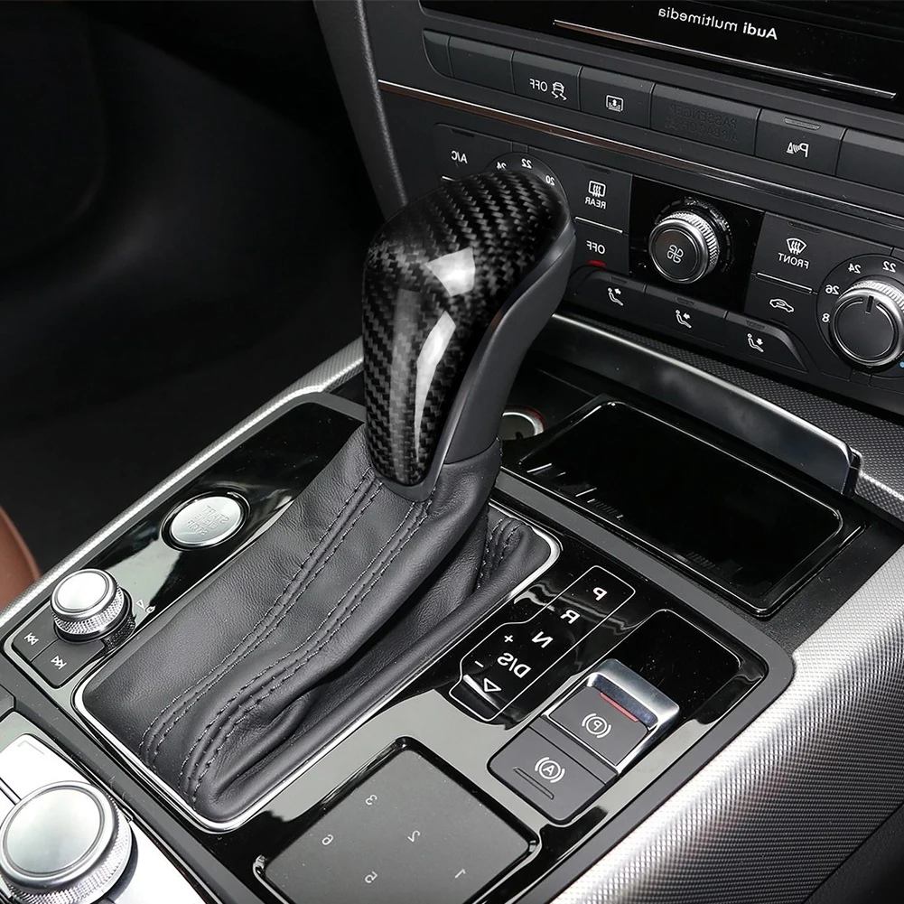 

Ручка переключения передач из натурального углеродного волокна, отделка крышки, автостайлинг, отделка крышки, части наклеек для Audi A6L 2016-2018 ...