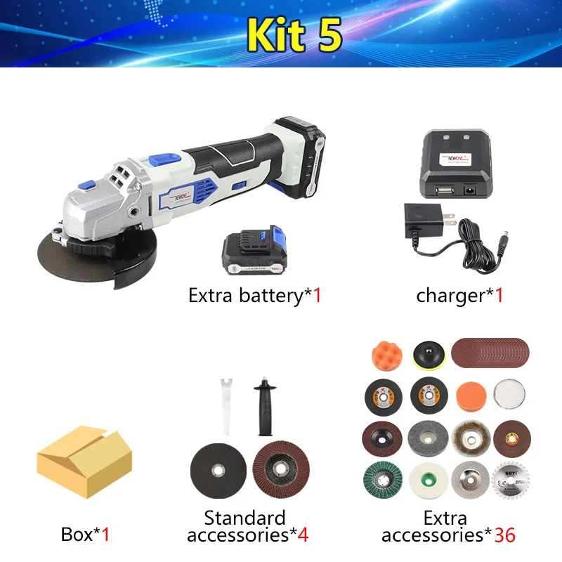Kit 5 Угловая шлифовальная машина с 12 В литиевая батарея угловой силовой инструмент Беспроводная резка и шлифовальная машина - Цвет: Kit 5