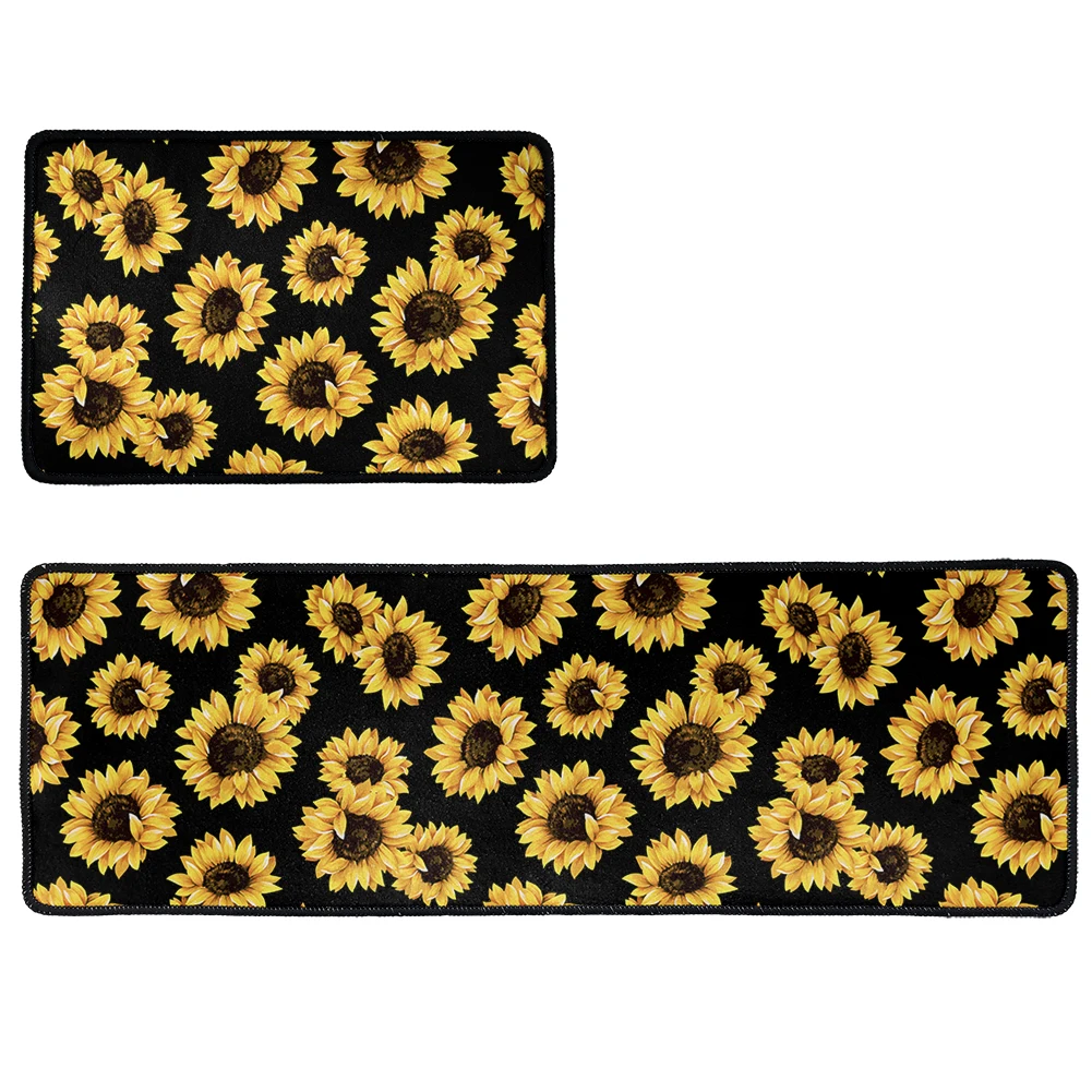 

2 шт., нескользящий кухонный коврик с принтом подсолнухов