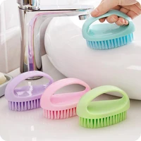 1pc colorful egg shape multi functional soft hair brush cleaning brush bath brush bathroom cleaning brush zq034