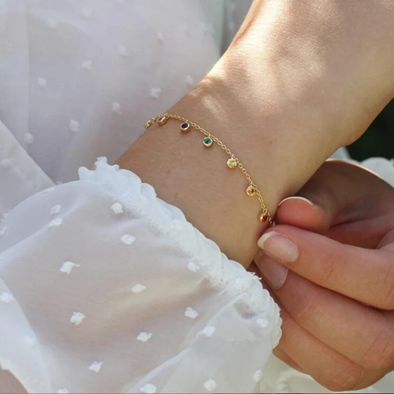 2021 Новая мода 100% 925 стерлингового серебра Micro Pave Цирконий пачка цветов радуги для