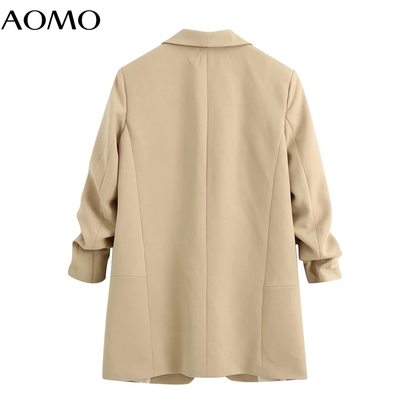 

AOMO women elegant khaki blazer female long sleeve elegant jacket ladies work wear blazer formal suits BE688A