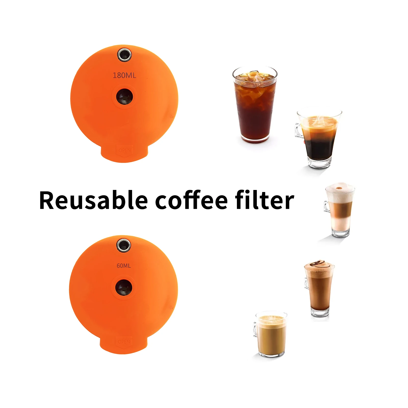 60/180 мл Кофе капсулы чашка фильтровальные чаши для NescafeRefillable шапки ложка-кисточка