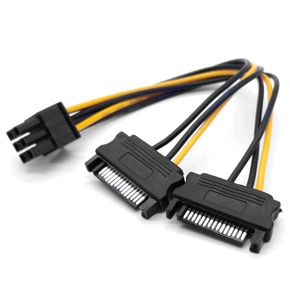 Двойной два SATA 15 Pin типа папа м до pcie pci express PCI-e Экспресс-карты 6 женский Графика