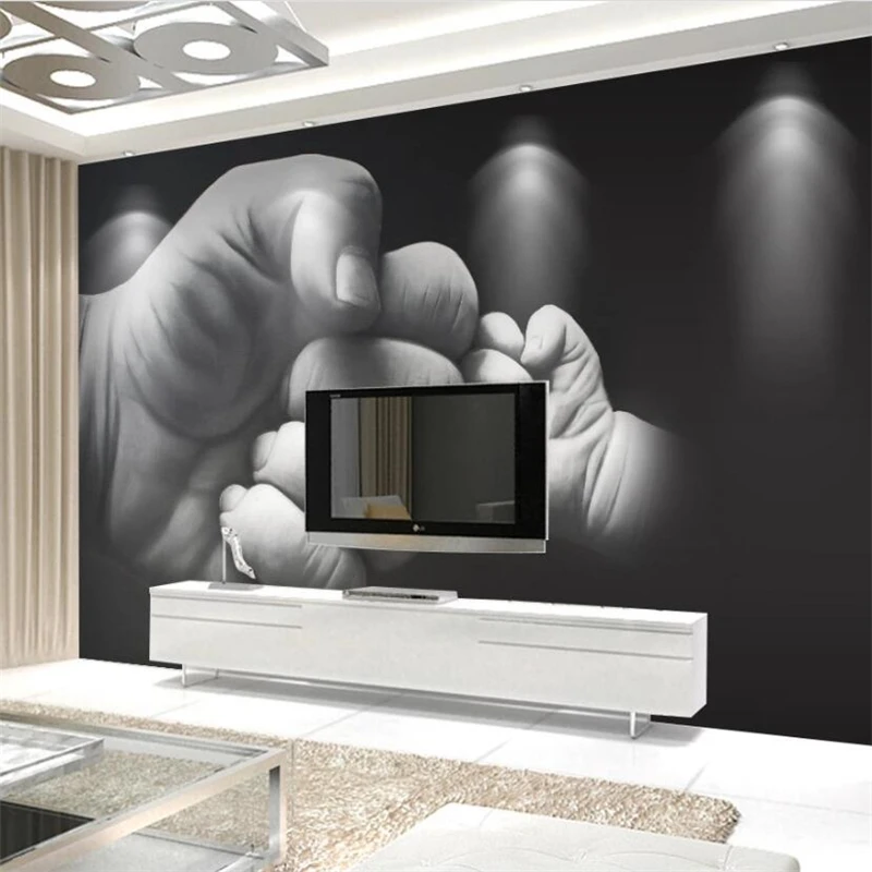 Обои на заказ 3d фреска креативная ручная роспись черный и белый кулак фон
