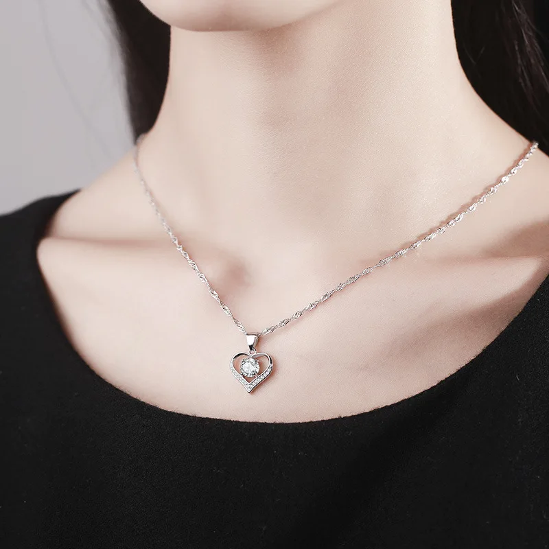 

Fashion Sterling Silver Heart Pendant Necklace O Chain Necklace Silver Jewelry for Women