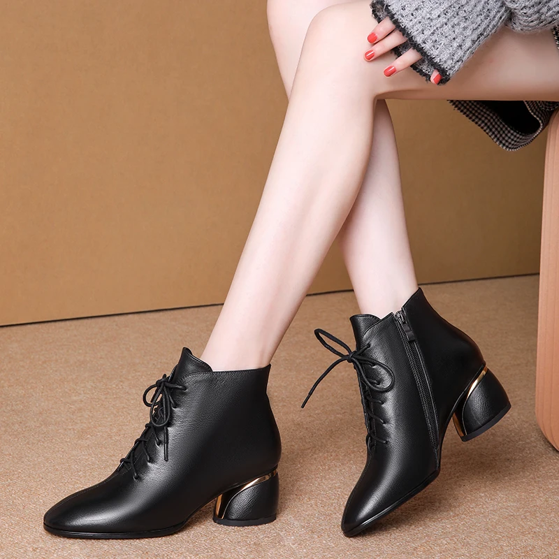 Murah Ukuran 33-43 2019 Baru Sederhana Wanita Sepatu Wanita Low Heels Sepatu Bot Hujan Wanita Cross-Tied Vintage Sepatu Wanita Dengan Pergelangan Kaki Sepatu Bot Musim Dingin