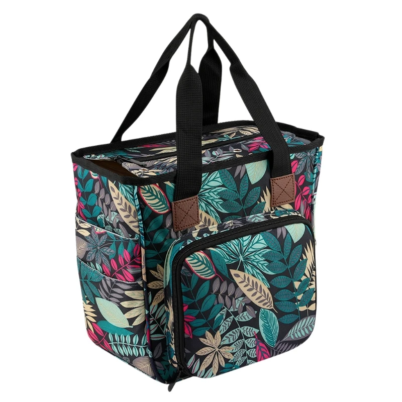 Bolsa de tejer port&aacute;til, organizador de almacenamiento de hilo DIY, gancho de ganchillo, agujas, hilo de tejer, cesta de mano para bolas de hilo, accesorios de costura-1