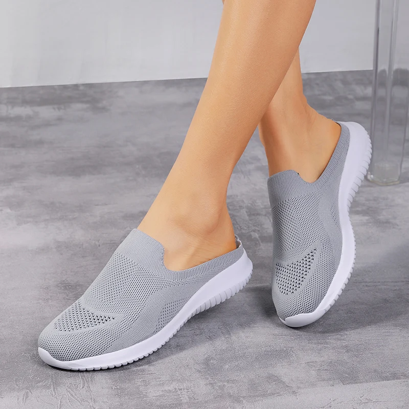

Plus Size 35-42 Women Walking Shoes 2021 Slip On Sock Air Mesh Female Sports Light Loafers Black Sneakers Home Slippers
