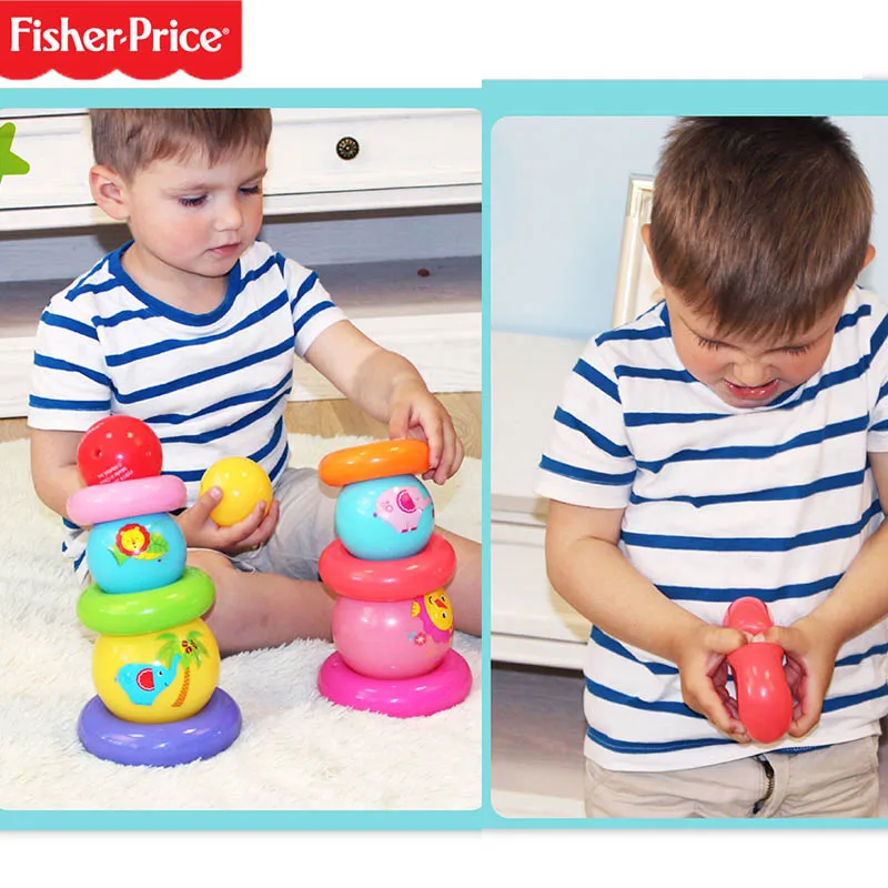 Fisher-Price детские игрушечные мячи тренировочный мяч штабелирование мяч наконечник надувной мяч ручной мячик пинч мяч детский мяч для обучения детей