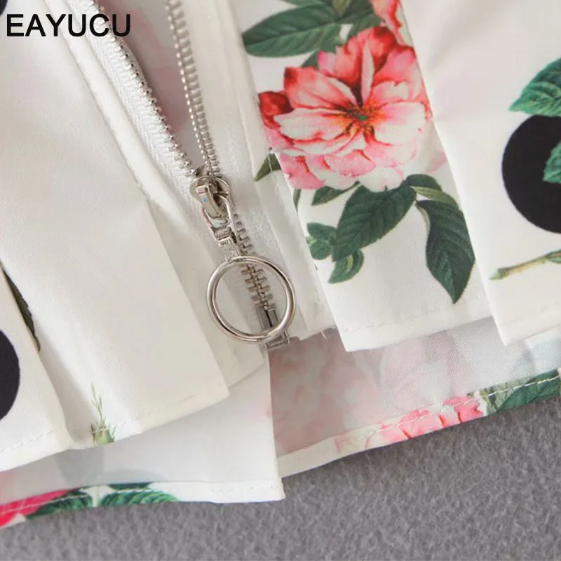 

EAYUCU Floral Print Slash Neck Puff Sleeve Women Tops and Blouses New Summer Lace Up Female Blouse Shirt Beach Wear ET075