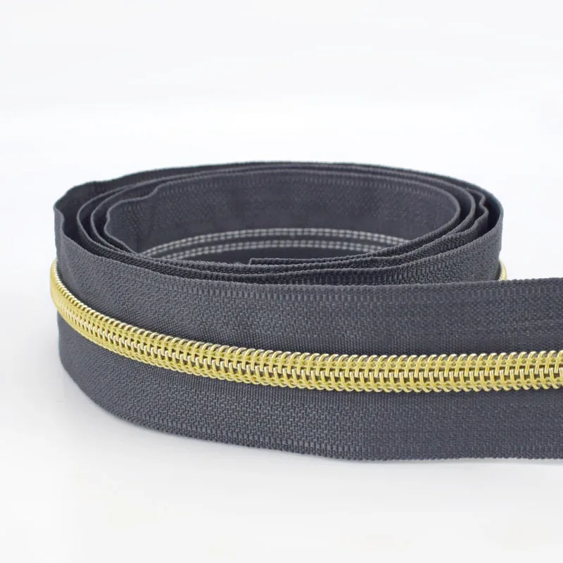darkgreygold Meetee 4/8 метров 5# разъемная застежка-молния нейлона катушка код, с декоративной молнией, DIY Швейные сумки кошелек одежды Zip Материал цветные аксессуары - Цвет: darkgreygold