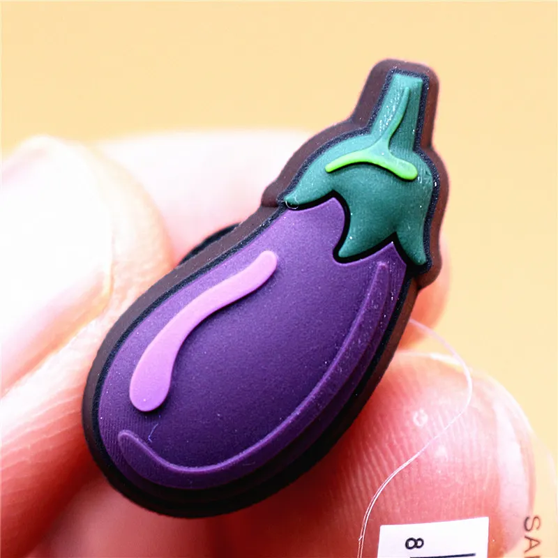 Novel Cute PVC Shoe Charms Accessories Eggplant Daisy Bee Flower Shoes Buckle Decorations fit Croc JIBZ Kids X-mas Party Gifts