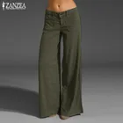 Брюки ZANZEA женские с пуговицами спереди, модные широкие штаны, кафтан, однотонные повседневные брюки с репой, лето 2021