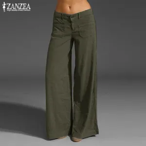 Брюки ZANZEA женские с пуговицами спереди, модные широкие штаны, кафтан, однотонные повседневные брюки с репой, лето 2021