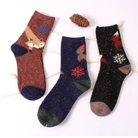 cotton comfortable fox animal socks dot strip snow letter patten cartoon elasticity wool owl christmas gifts winter warm socks