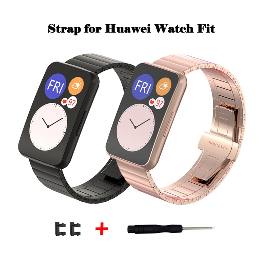 Ремешок из нержавеющей стали для Huawei Watch Fit металлический браслет смарт часов