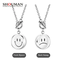 shouman gothic smile face neck pendant women men long chain goth party necklace couple jewelry 2021 cool streetwear kpop collar