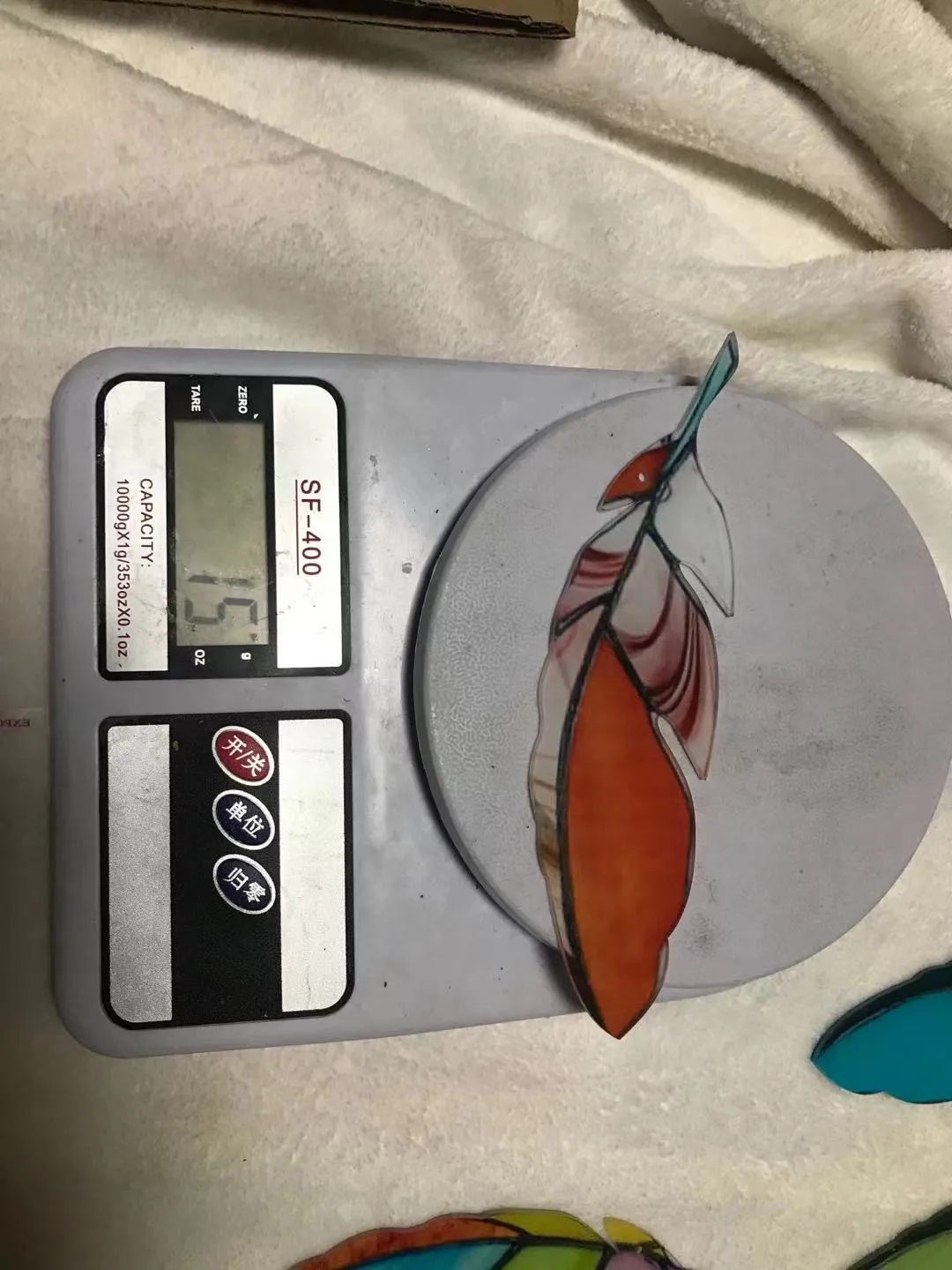 

Turquoise Red Feather Authentic Stained Glass Feather Stained Ornaments decoracin de habitacin