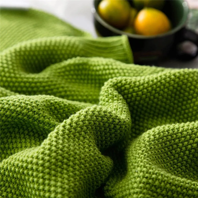 

Summer Blanket WarmBlankets For Beds Solid Color Knitted Throw Blanket Airplane TravelSofa Bedroom Decorative