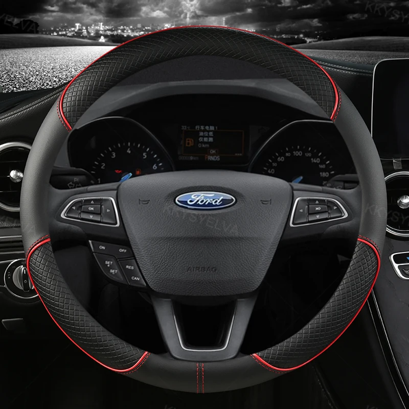 

For Ford Fiesta 2000-2020 Car Steering Wheel Cover Fiesta MK7 4 5 6 Microfiber Leather Anti-slip Auto Accessories