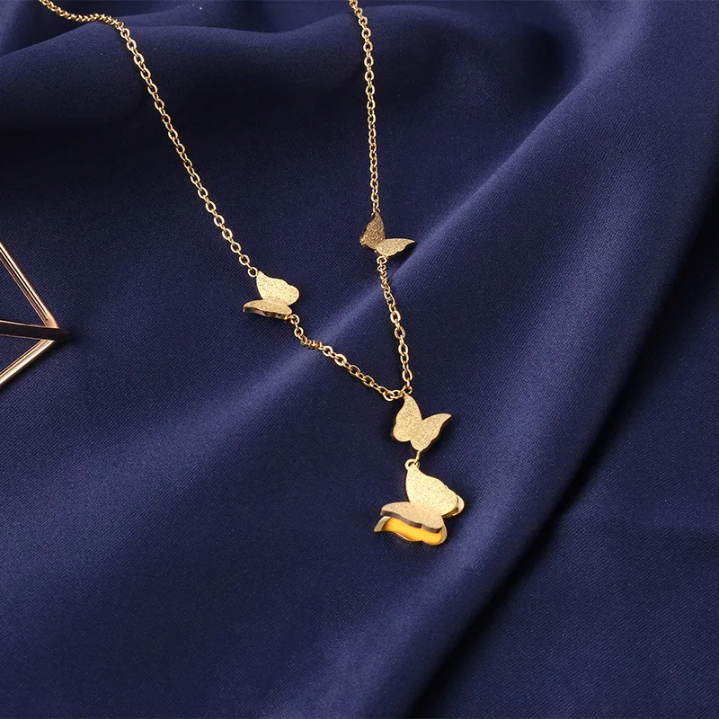 

Rose gold titanium steel necklace, Butterfly titanium steel clavicle necklace, Do not fade