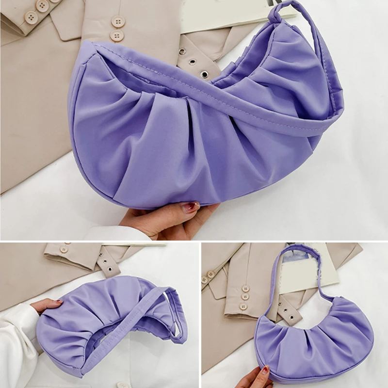 

2021 Brand New Fashion Women'S Pleated Cloud Bag Nylon Orange Green White Small Purses And Handbags Female Shoulder Armpit Bags