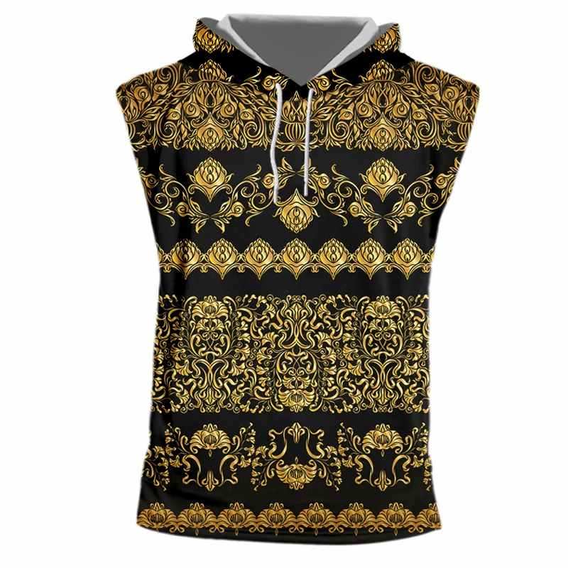 

Толстовка IFPD в барочном стиле для мужчин и женщин, топ с 3d принтом, роскошные рубашки без рукавов с золотистым цветочным принтом, топы для фи...