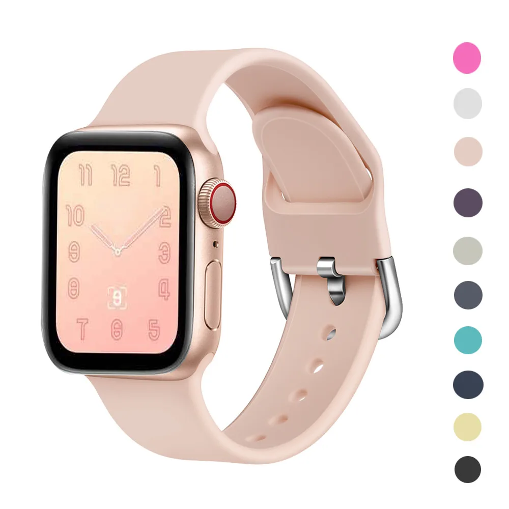 Силиконовый ремешок для наручных часов apple watch группа 44 мм 40 мм apple watch 5 4 ремешок 42 мм, 38 мм, версия наручных часов iwatch серии 5/4/3/2, correa, браслет