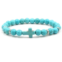 2019 chakra bracelet men women healing balance beads reiki prayer natural stone yoga bracelets cross pattern decoration jewelry