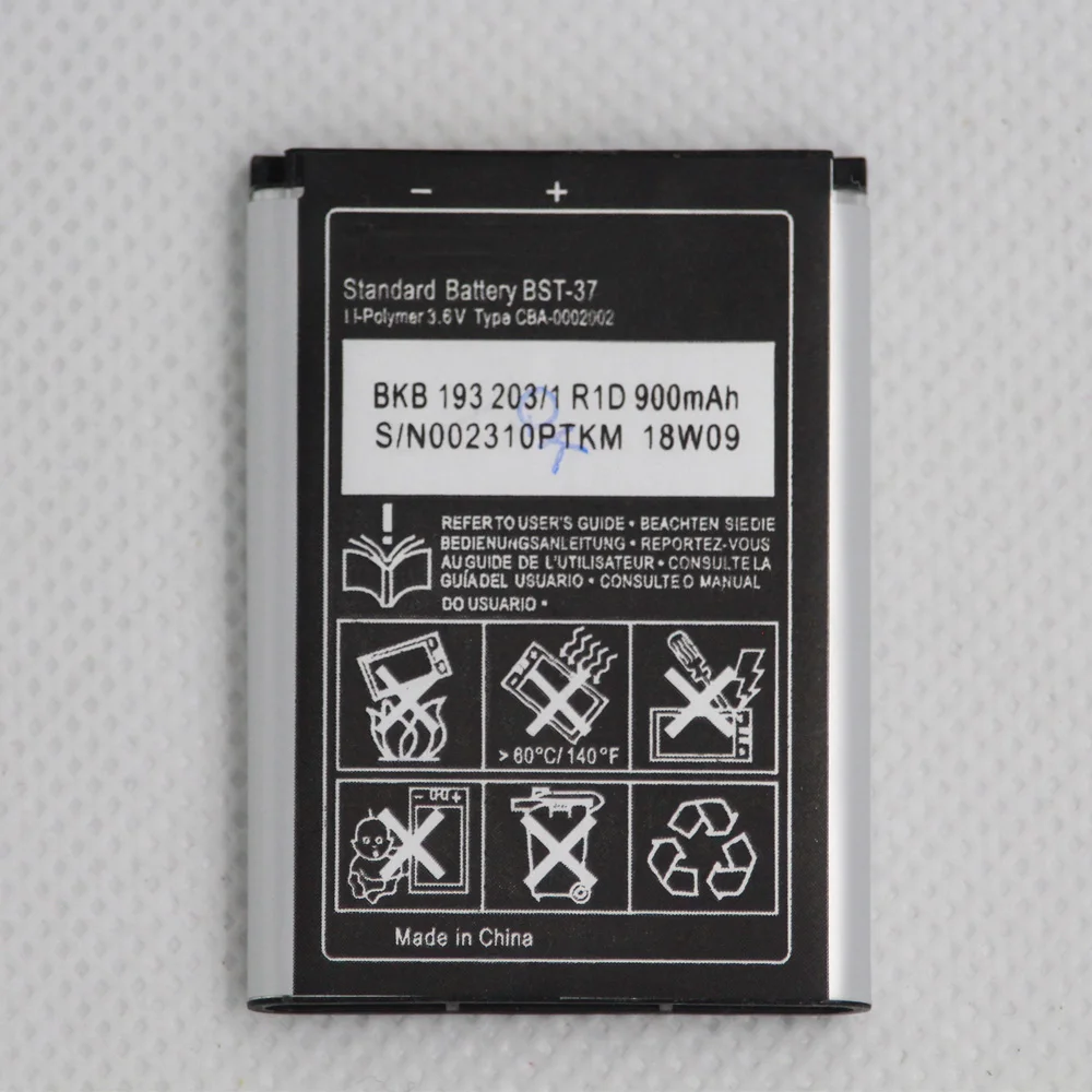 ISUNOO 900mAh BST-37 Phone Battery For Sony Ericsson J100i K200i T280i V600 K610i W700 W710C D750i K750C W350 W800i W810i Z300i