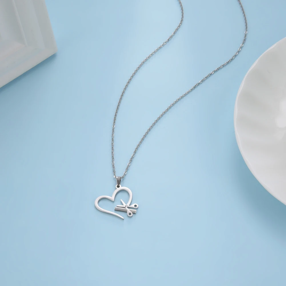 Skyrim Нержавеющая сталь ножницы гребень сердце кулон Цепочки и ожерелья женская