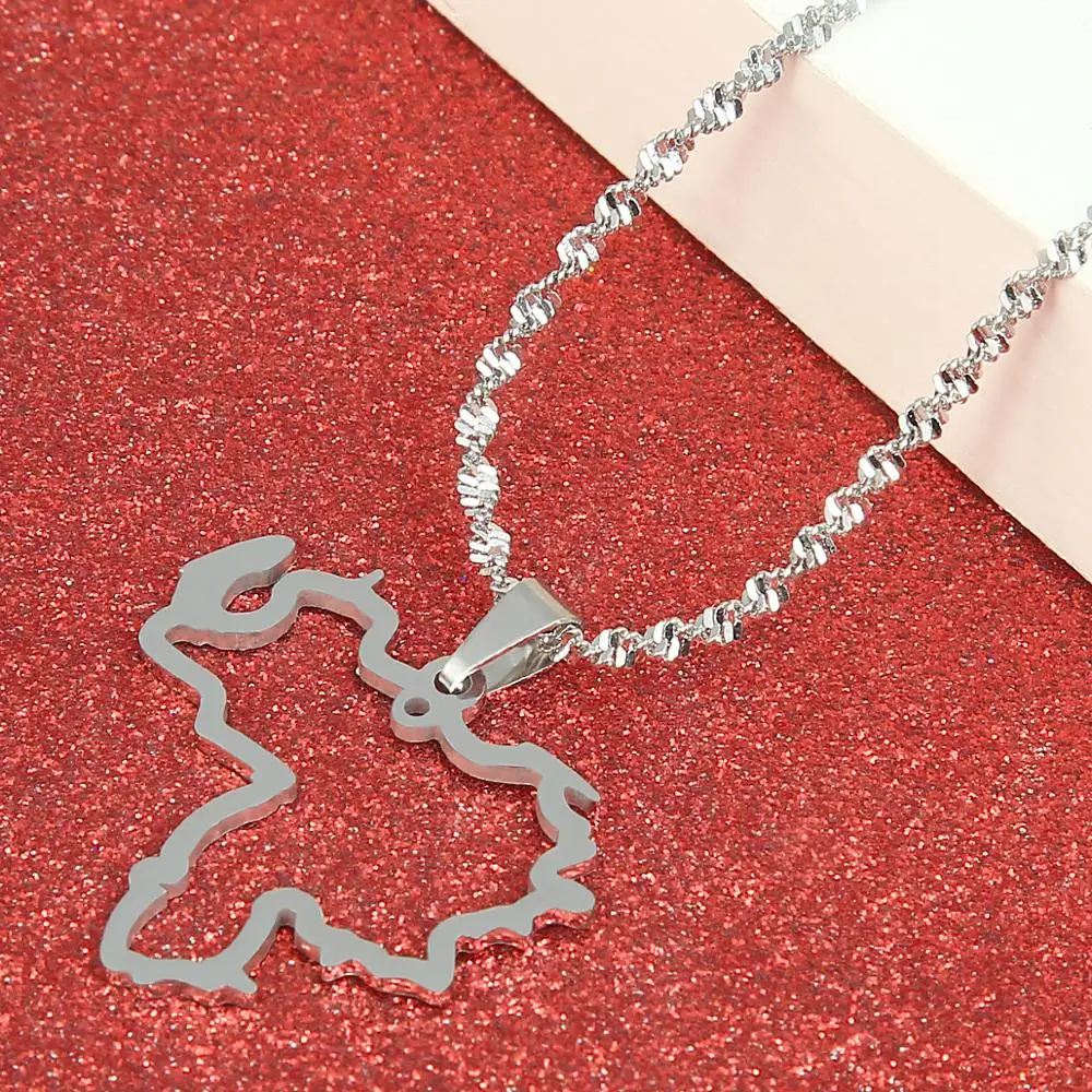 Ожерелье с подвеской в виде карты Венесуэлы из нержавеющей стали простые