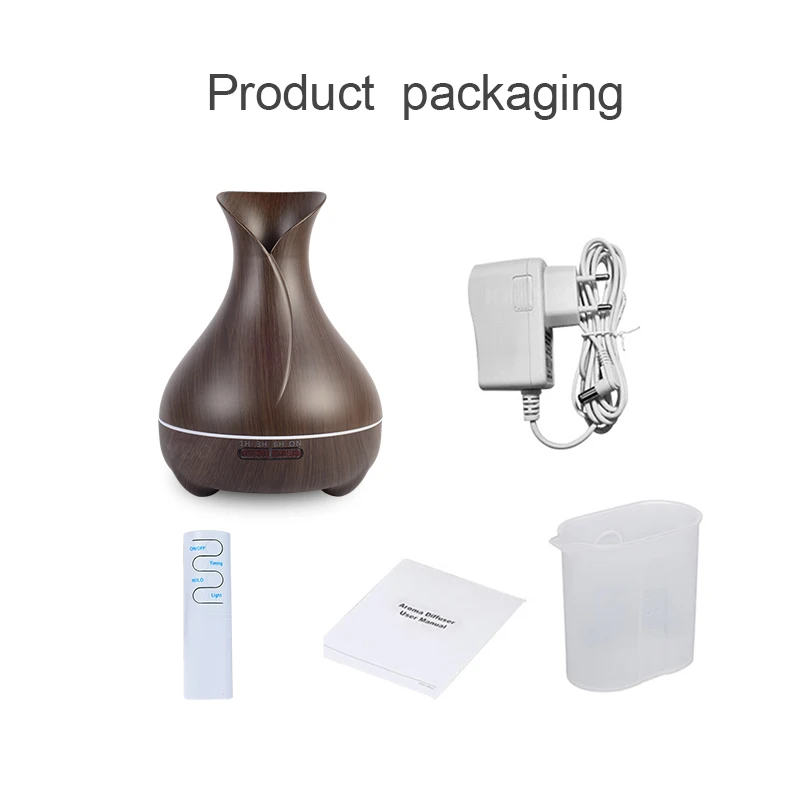 

Ultrasonic Air Humidifier 550ml Aroma Essential Oil Diffuser with Wood Grain 7 Color Changing LED Lights for Office Home