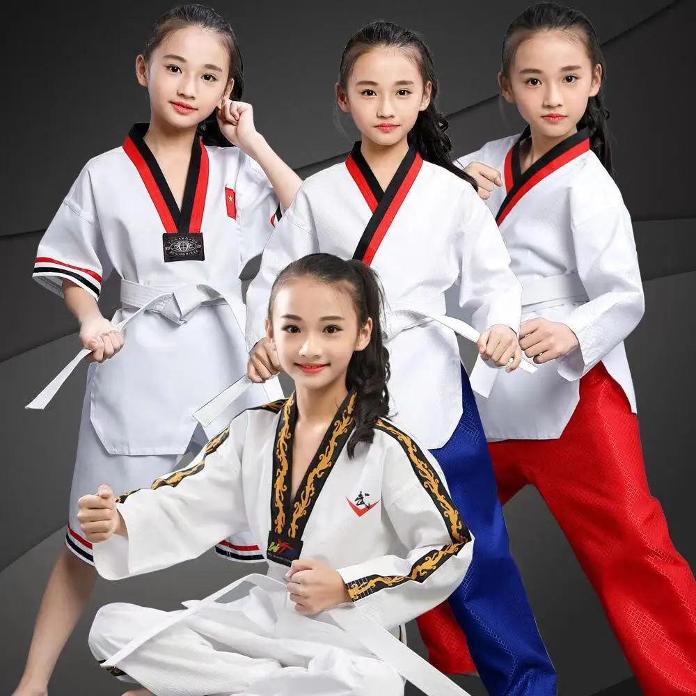 

Adult Children Cotton Taekwondo Martial Arts Karate Uniform Set Breathable Training Clothing Suit Fitness Sport Wear