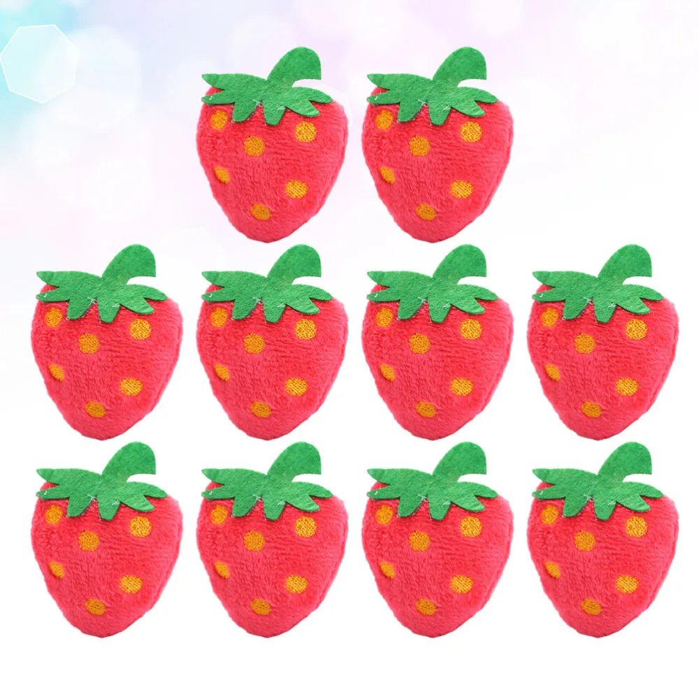

10pcs Plush Simulated Strawberry Toys Pet Bite Chew Doll Cat Catnip Playing Toy Funny Pet Plush Toy Home Decor for Cat Pet